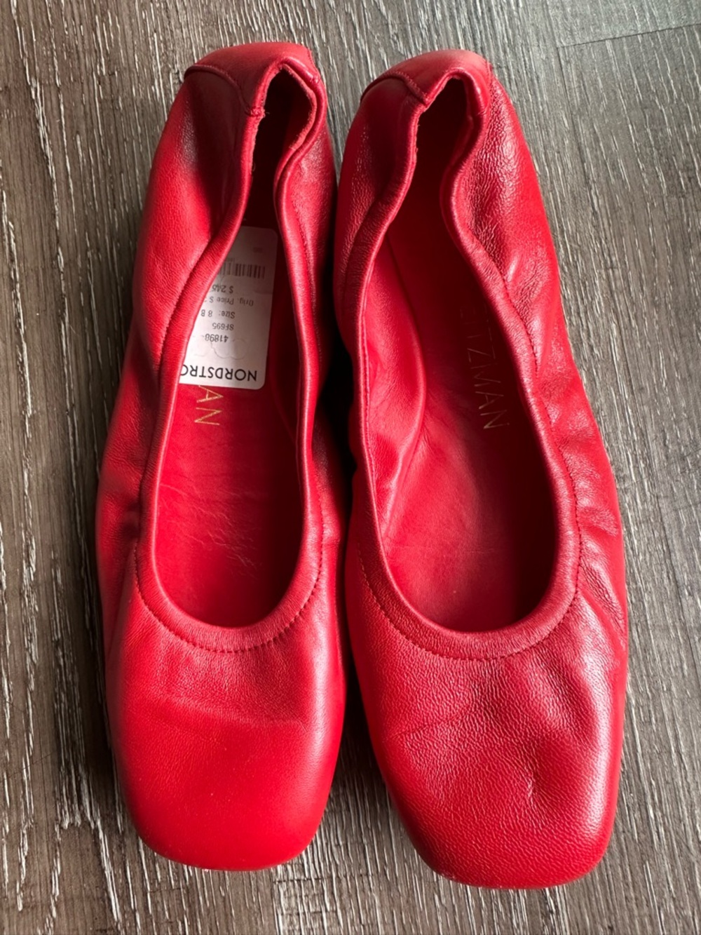 Stuart Weitzman Red Leather Ballet Flats